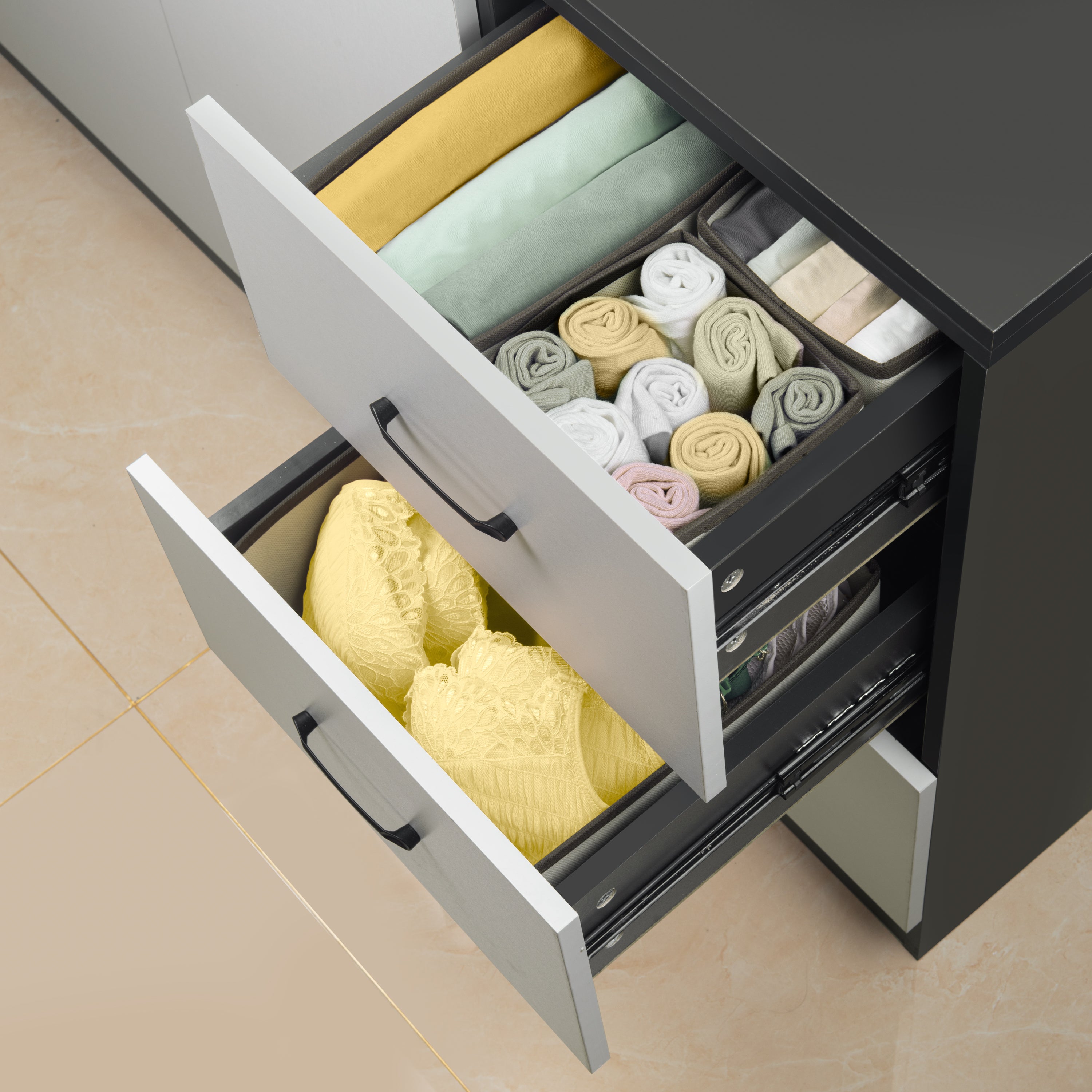 Dayelux™ Premium 12-Piece Fabric Drawer Organizer Set – منظم أدراج قماشي 12 قطعة بتصميم أنيق وعملية عالية