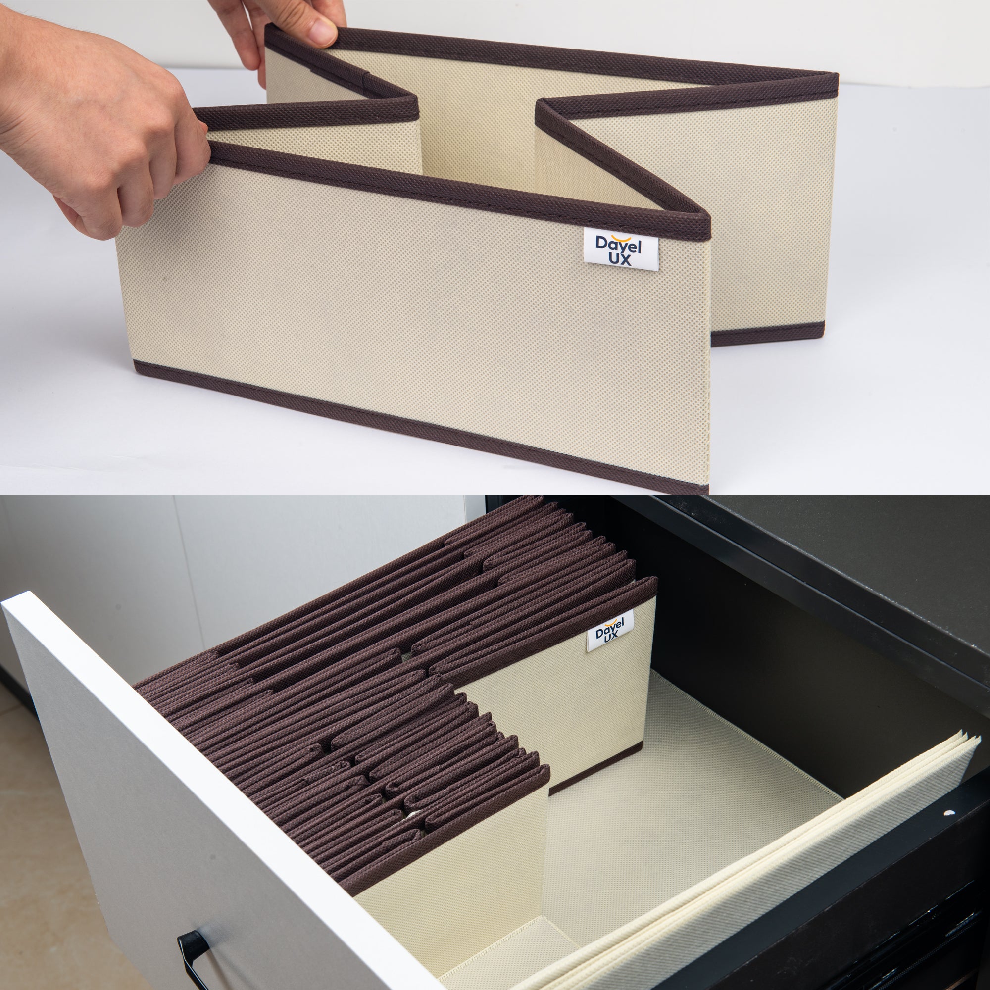 Dayelux™ Premium 12-Piece Fabric Drawer Organizer Set – منظم أدراج قماشي 12 قطعة بتصميم أنيق وعملية عالية